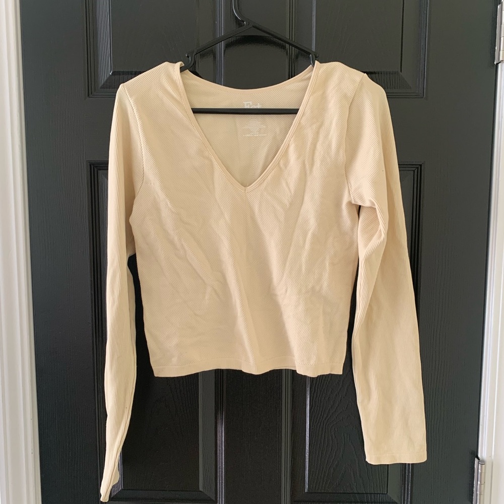 Women's Cream V-Neck Top